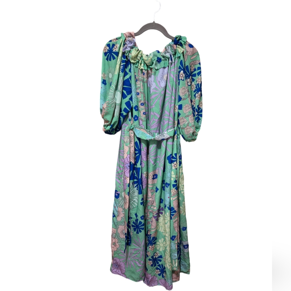 Anthropologie Oopscool Off-The-Shoulder Printed Dress Size S - Picture 6 of 13